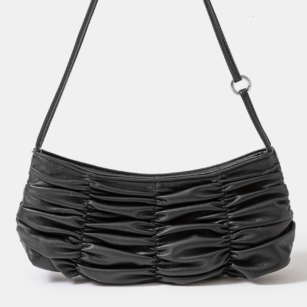 Fame Segmented Pleated Faux Leather‎ Hand Bag